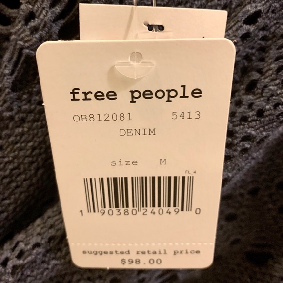 NWT Free People Strapless Eyelet Knit Mini Dress - Picture 5 of 5